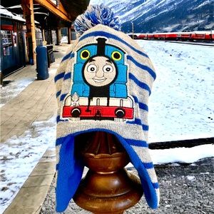 Thomas The Tank Engine Winter Hat With Ear Flaps Blue & Gray Toddler